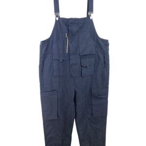 Made Pants Mens Black Canvas Overalls Size XXL With Multiple Pockets & Zip